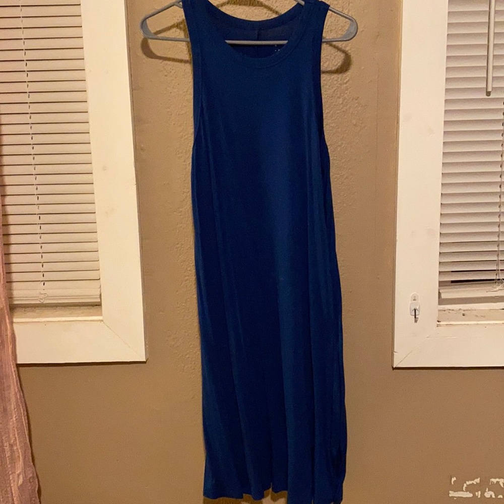 Deep blue thin midi dress